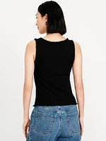 Ribbed Cinched-Front Tank Top