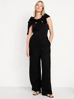 High-Waisted Linen-Blend Wide-Leg Pants