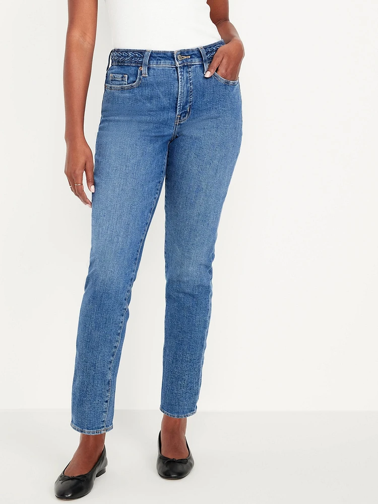 Curvy High-Waisted OG Straight Braided Ankle Jeans