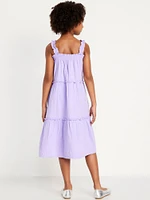 Sleeveless Ruffle-Trim Tiered Midi Dress for Girls