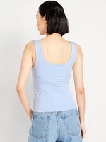 Double-Layer Scoop-Neck Tank Top