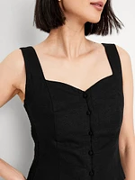 Button-Front Linen-Blend Vest