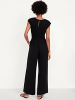 Waist-Defined Wide-Leg Jumpsuit