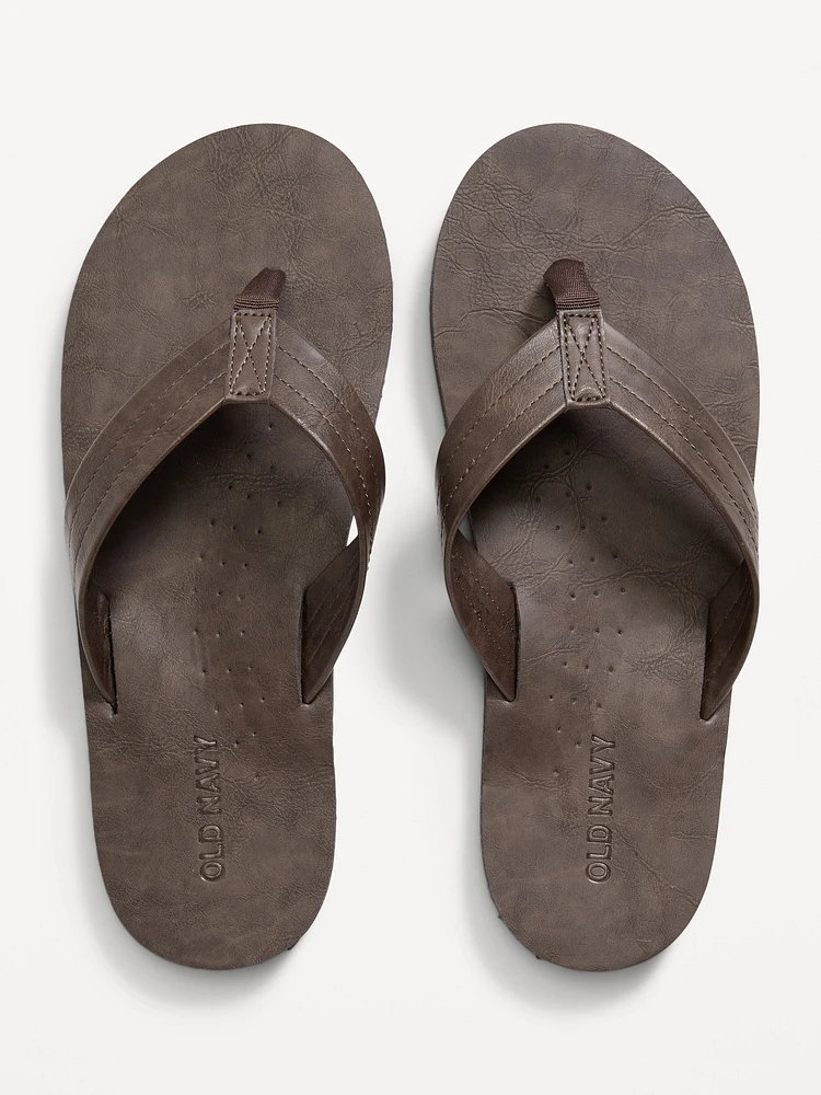 Faux-Leather Flip-Flop Sandals for Men