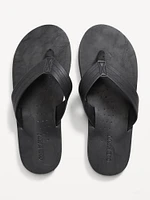 Faux-Leather Flip-Flop Sandals for Men