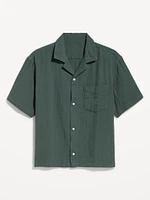 Short-Sleeve Cropped Heavyweight Camp Shirt