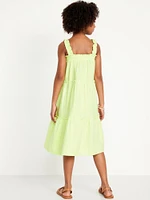 Sleeveless Ruffle-Trim Tiered Midi Dress for Girls