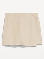 High-Waisted Faux-Wrap Linen-Blend Mini Skort