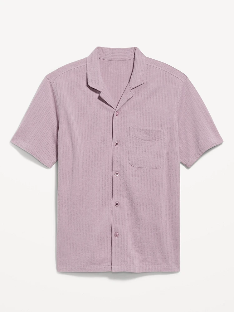 Short-Sleeve Seersucker Camp Shirt