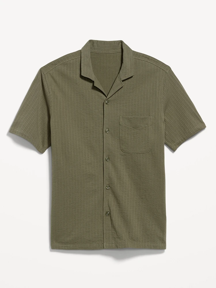 Short-Sleeve Seersucker Camp Shirt