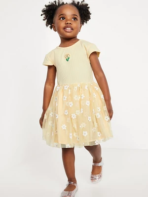 Short-Sleeve Fit and Flare Tutu Dress for Toddler Girls