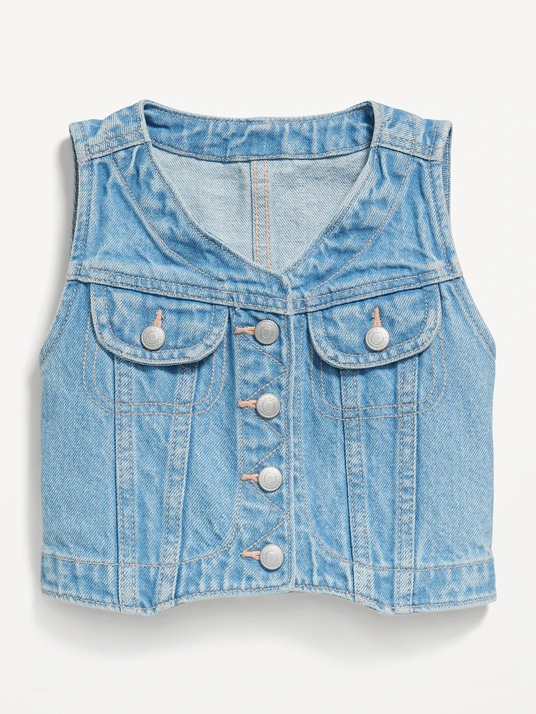 Cropped Jean Vest for Toddler Girls