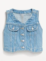 Cropped Jean Vest for Toddler Girls