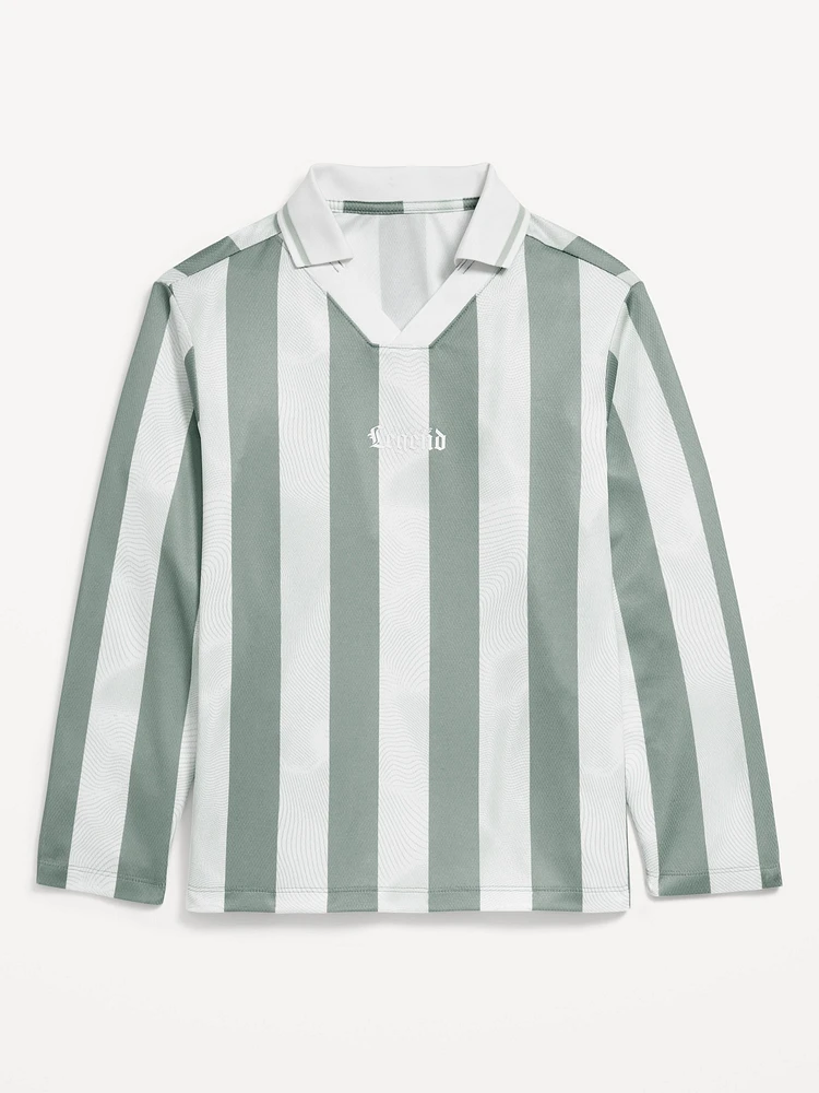 Oversized Long-Sleeve Collared Performance Top for Boys