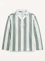 Oversized Long-Sleeve Collared Performance Top for Boys