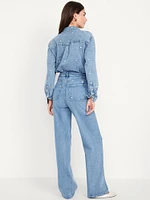 Extra High-Waisted Embroidered Wide-Leg Jeans