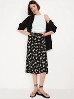 Crepe A-Line Midi Skirt