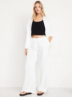 High-Waisted Crinkle Gauze Super Wide-Leg Pants