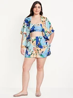 High-Waisted Crinkle Gauze Shorts -- 4-inch inseam