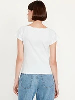 Lace-Trim V-Neck Top