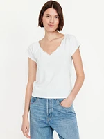 Lace-Trim V-Neck Top