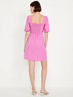 Puff-Sleeve Mini Dress
