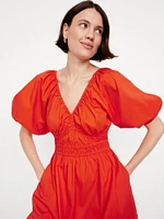 Waist-Defined Puff-Sleeve Mini Dress