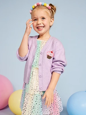 SoSoft Birthday Embroidered Cardigan Sweater for Toddler Girls