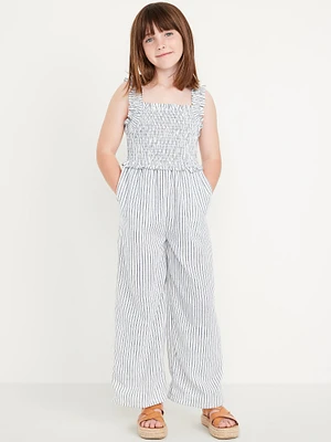 Ruffle-Trim Smocked Jumpsuit for Girls