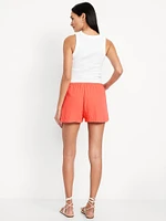 High-Waisted Crinkle Gauze Shorts -- 4-inch inseam