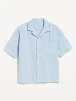 Short-Sleeve Cropped Heavyweight Camp Shirt