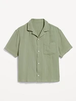 Short-Sleeve Cropped Heavyweight Camp Shirt