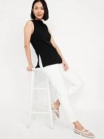 Slit-Neck Ribbed Top