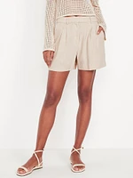 Extra High-Waisted Linen-Blend Taylor Trouser Shorts -- 5-inch inseam