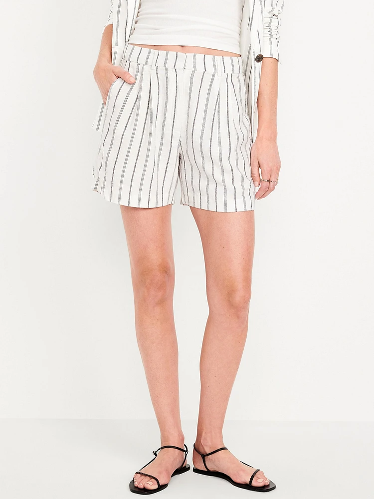 Extra High-Waisted Linen-Blend Taylor Trouser Shorts -- 5-inch inseam