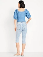 High-Waisted Rockstar Slim Capri Jeans