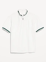 Mock-Neck Pique Quarter Zip
