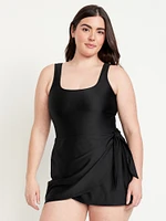 Matte Side-Tie Swim Dress