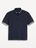 Mock-Neck Pique Quarter Zip