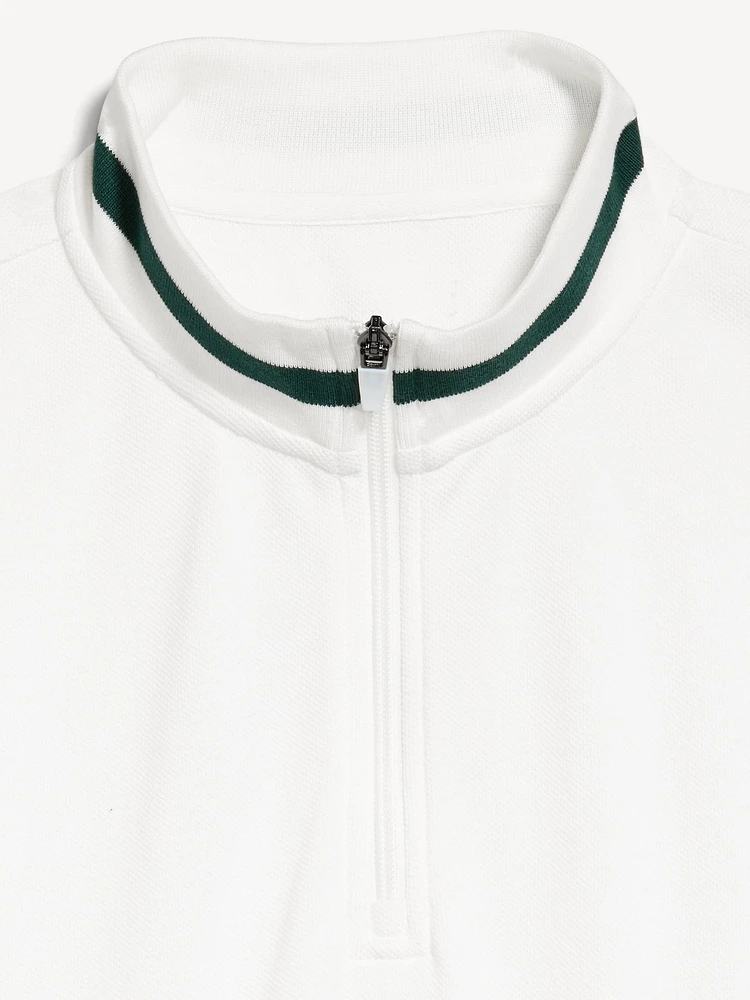 Mock-Neck Pique Quarter Zip