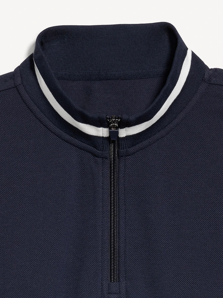 Mock-Neck Pique Quarter Zip