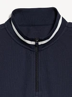 Mock-Neck Pique Quarter Zip
