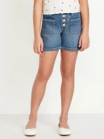 High-Waisted Mariner Midi Jean Shorts for Girls