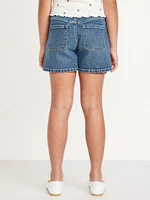 High-Waisted Mariner Midi Jean Shorts for Girls