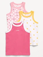 Printed Fitted Tank Top 3-Pack for Girls