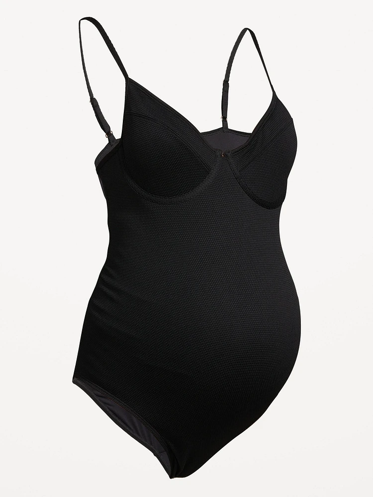 Maillot de bain une-pièce à balconnet en tissu texturé de maternité