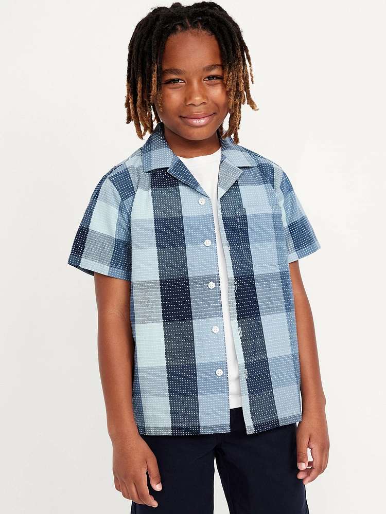 Short-Sleeve Textured-Dobby Pocket Shirt for Boys