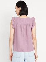 Sleeveless Crinkle Gauze Top