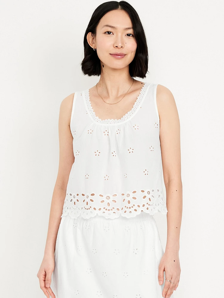 Sleeveless Eyelet Top