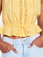 Tie-Waist Lace-Trim Top